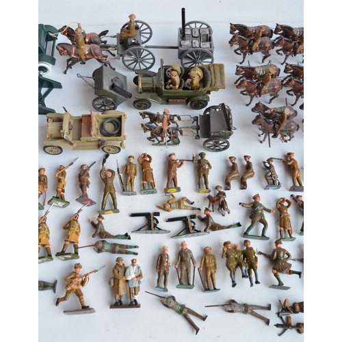 85 - Collection of World War 1 era themed metal soldier figures and models to include horse drawn artille... 