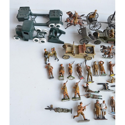 85 - Collection of World War 1 era themed metal soldier figures and models to include horse drawn artille... 