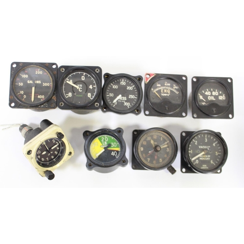 1387 - Collection of Air Ministry  cockpit dials from various aircraft and eras. Mercury gauge, oil pressur... 