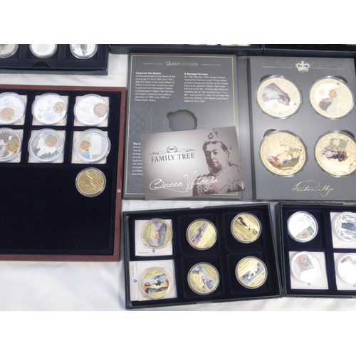 134 - Assorted collection of Plated Commemorative coins from Westminster Mint, etc. in incomplete and comp... 