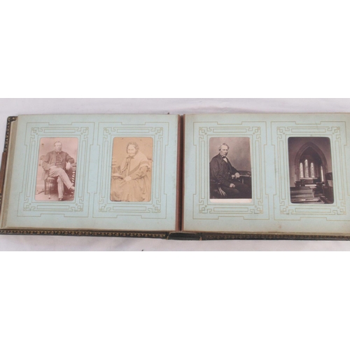  Three Victorian photograph albums containing period carte de visite portraits and cabinet cards