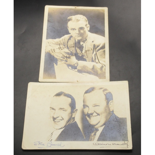 Signed Stan Laurel and Oliver Hardy picture and a signed James Cagney picture