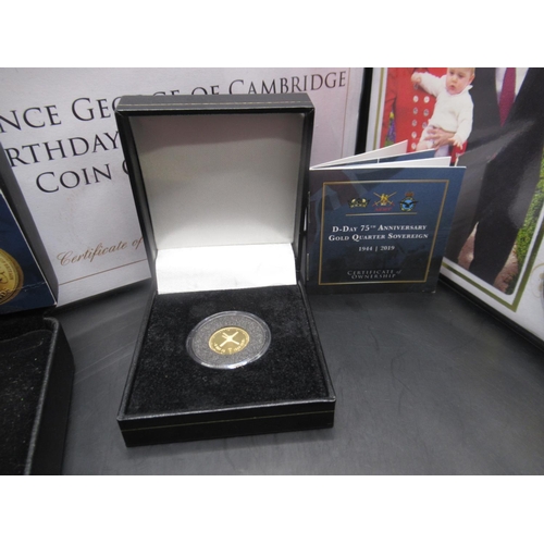 23A - Bradford Exchange The D-Day 75th Anniversary Gold Quarter Sovereign encapsulated in case with COA, T... 