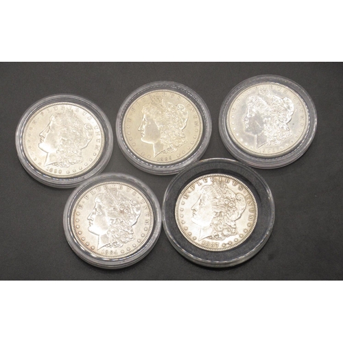  USA Morgan Dollars - 1884, 1887, 1889, 1890 and 1900 (5)