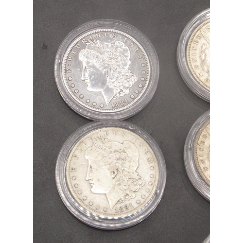 93D - USA New Orleans Mint Morgan Dollars -1881, 1884, 1885, 1888, 1890, 1897 and 1904 (7)