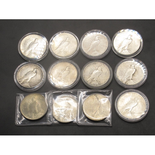 93E - Collection of USA Peace dollars - 1922 (x3), 1923 (x5), 1924, 1925, 1934 and 1935 (12)