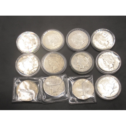 93E - Collection of USA Peace dollars - 1922 (x3), 1923 (x5), 1924, 1925, 1934 and 1935 (12)