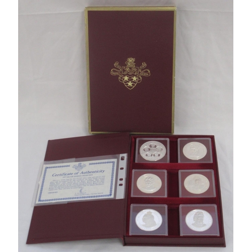 101A - The Cayman Islands Silver Queens Collection 1977 comprising 5 $25 silver coins and 1 $50 silver coin... 