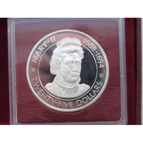 101A - The Cayman Islands Silver Queens Collection 1977 comprising 5 $25 silver coins and 1 $50 silver coin... 