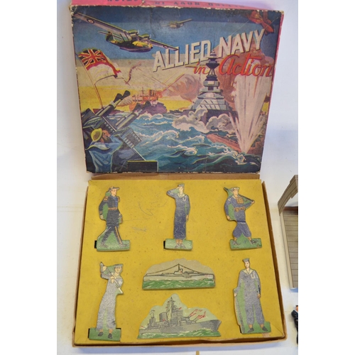 103 - Collection of naval themed models to include vintage Chad Valley aircraft carrier, W. Britain's Nels... 