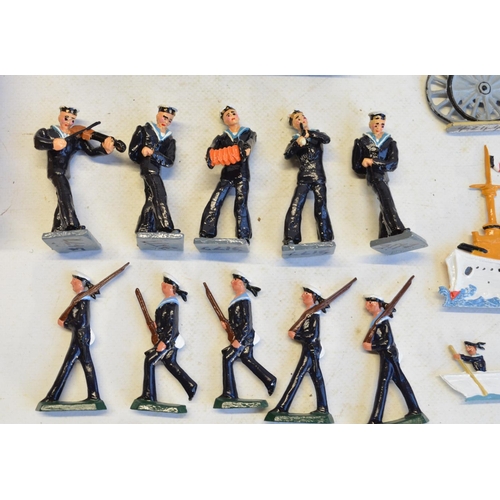 103 - Collection of naval themed models to include vintage Chad Valley aircraft carrier, W. Britain's Nels... 