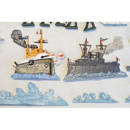 103 - Collection of naval themed models to include vintage Chad Valley aircraft carrier, W. Britain's Nels... 