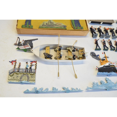 103 - Collection of naval themed models to include vintage Chad Valley aircraft carrier, W. Britain's Nels... 