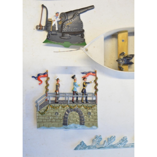 103 - Collection of naval themed models to include vintage Chad Valley aircraft carrier, W. Britain's Nels... 