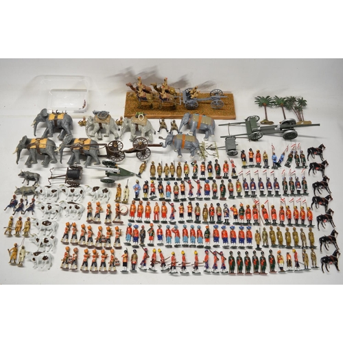 89 - Extensive collection of metal soldier figures, mostly British Indian Army to include W. Britain's, m... 