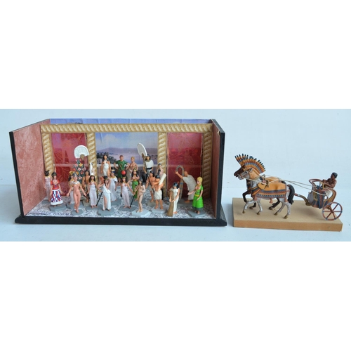 91 - Interesting diorama titled 'Egyptian Harem' with various painted 54mm metal figures (W32xD15.5xH14cm... 