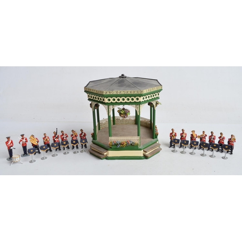 95 - Cast resin bandstand with army band from Soldier Soldier