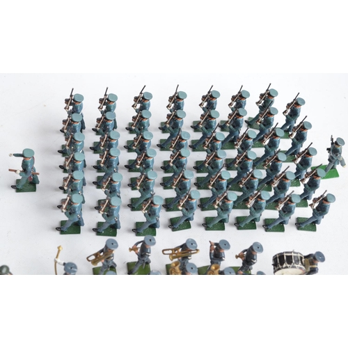 96 - Collection of painted metal soldier figures to include seated Women's Army Band from Soldier Soldier... 