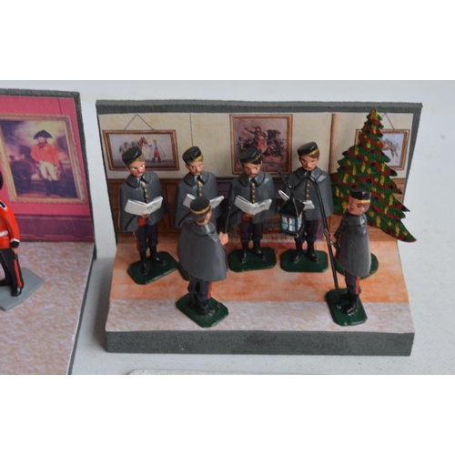 98 - Collection of painted metal soldier and civilian model figures to include Britain's singing Lancers ... 