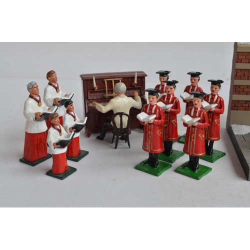 98 - Collection of painted metal soldier and civilian model figures to include Britain's singing Lancers ... 