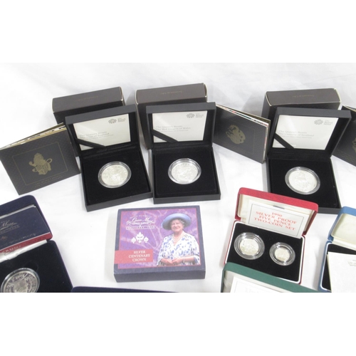 264 - Collection of silver proof coins to inc. 21 Royal Mint Silver Proof 50ps from Beatrix Potter, Paddin... 