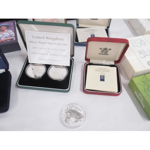 264 - Collection of silver proof coins to inc. 21 Royal Mint Silver Proof 50ps from Beatrix Potter, Paddin... 