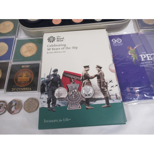 265 - Large assorted collection of British commemorative and circulated coins to inc. approx. 230 50ps (in... 