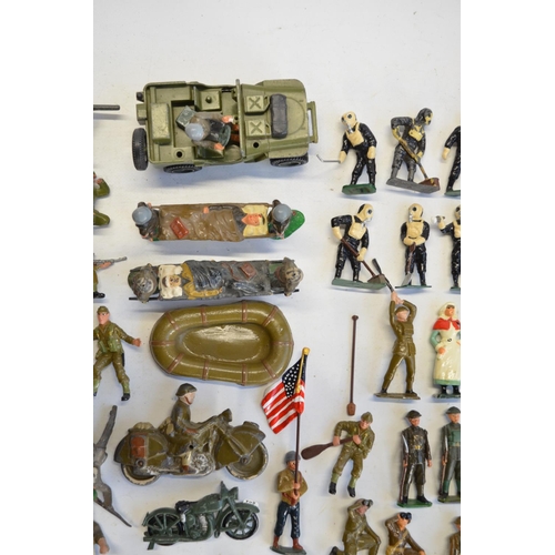 114 - Collection of generally World War II themed soldier figures (mostly metal 54mm tall), various manufa... 