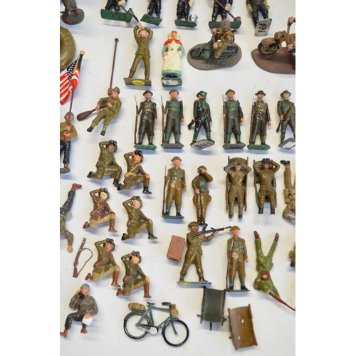 114 - Collection of generally World War II themed soldier figures (mostly metal 54mm tall), various manufa... 