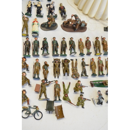 114 - Collection of generally World War II themed soldier figures (mostly metal 54mm tall), various manufa... 