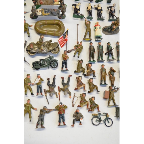 114 - Collection of generally World War II themed soldier figures (mostly metal 54mm tall), various manufa... 