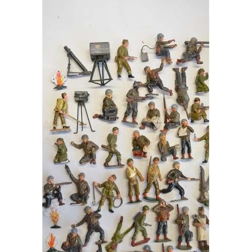 114 - Collection of generally World War II themed soldier figures (mostly metal 54mm tall), various manufa... 