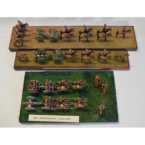 115 - Three large home made dioramas (approx 1/32 scale) to include 9 pounder Royal Artillery Crimea 1854 ... 