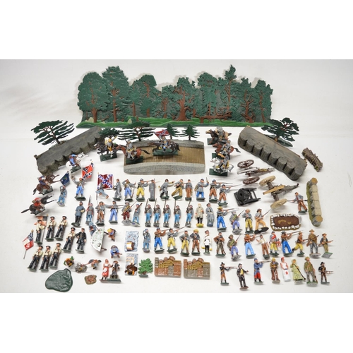 117 - Collection of mostly American Civil War themed metal soldier and civilian figures (generally approx ... 