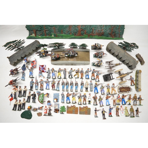 117 - Collection of mostly American Civil War themed metal soldier and civilian figures (generally approx ... 