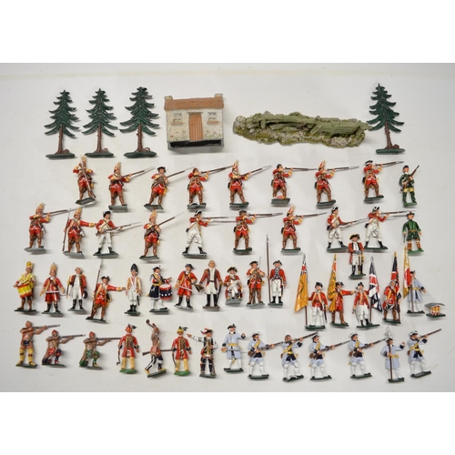 119 - Collection of very competently home painted metal soldier figures, all North America 18th century th... 