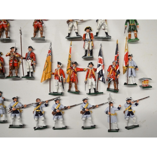 119 - Collection of very competently home painted metal soldier figures, all North America 18th century th... 