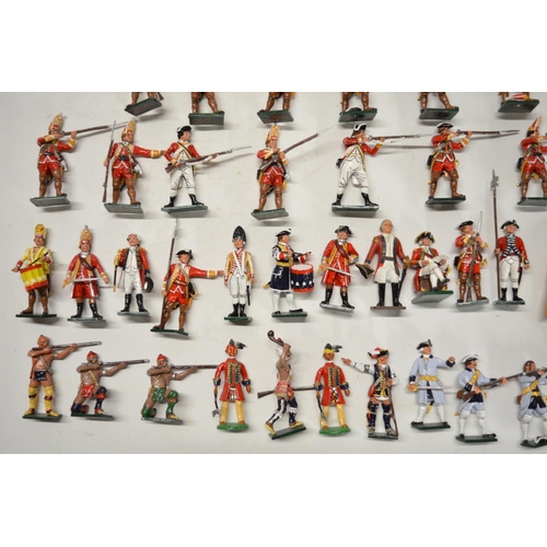 119 - Collection of very competently home painted metal soldier figures, all North America 18th century th... 