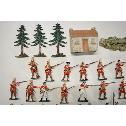 119 - Collection of very competently home painted metal soldier figures, all North America 18th century th... 