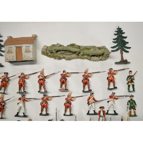 119 - Collection of very competently home painted metal soldier figures, all North America 18th century th... 