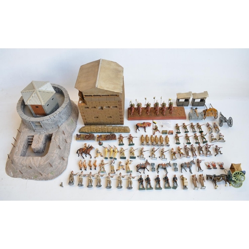 120 - Collection of cast metal soldier figures and diorama accessories, mostly South Africa/Boer War theme... 