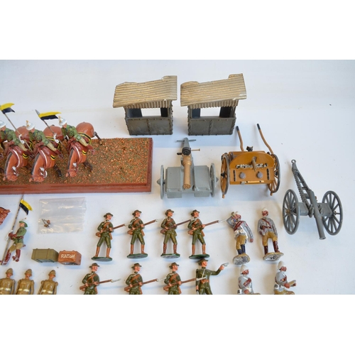 120 - Collection of cast metal soldier figures and diorama accessories, mostly South Africa/Boer War theme... 