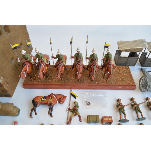 120 - Collection of cast metal soldier figures and diorama accessories, mostly South Africa/Boer War theme... 