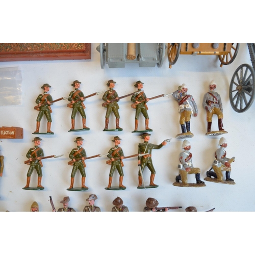 120 - Collection of cast metal soldier figures and diorama accessories, mostly South Africa/Boer War theme... 