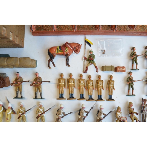 120 - Collection of cast metal soldier figures and diorama accessories, mostly South Africa/Boer War theme... 