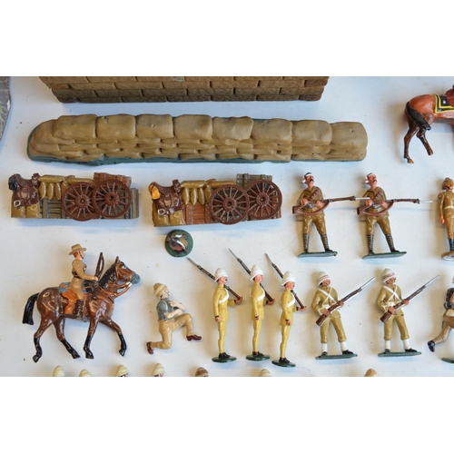 120 - Collection of cast metal soldier figures and diorama accessories, mostly South Africa/Boer War theme... 