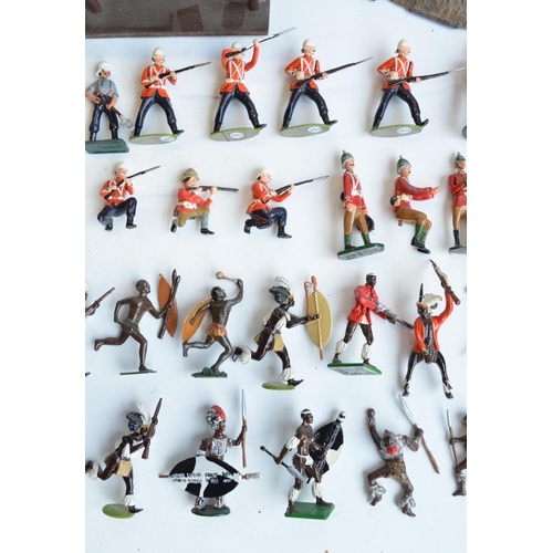 121 - Collection of painted metal soldier figures, mostly Zulu Wars themed and most appear competently hom... 