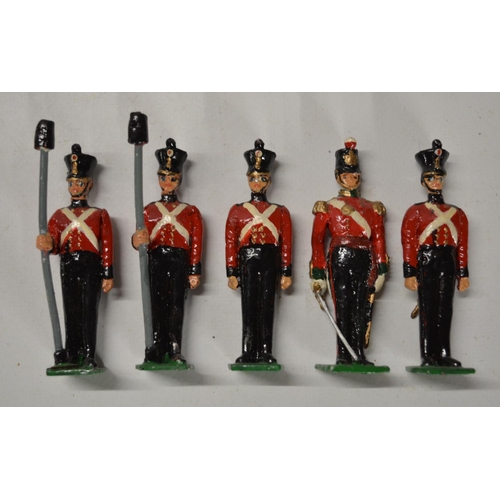 122 - Mixed collection of home painted metal soldiers (standing figure height approx 6cm) and accessories,... 