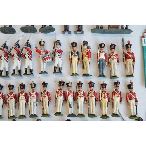 122 - Mixed collection of home painted metal soldiers (standing figure height approx 6cm) and accessories,... 