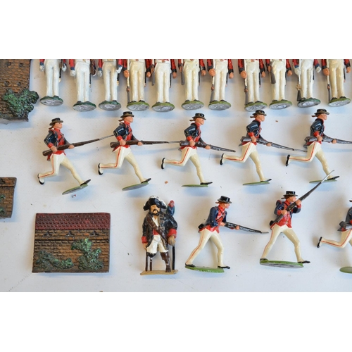 122 - Mixed collection of home painted metal soldiers (standing figure height approx 6cm) and accessories,... 